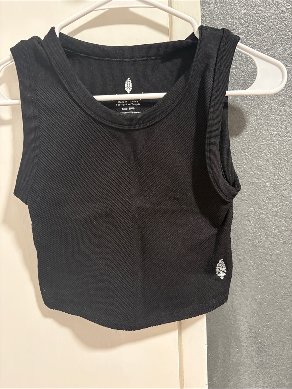 Free People Black Ribbed Cropped Tank Top